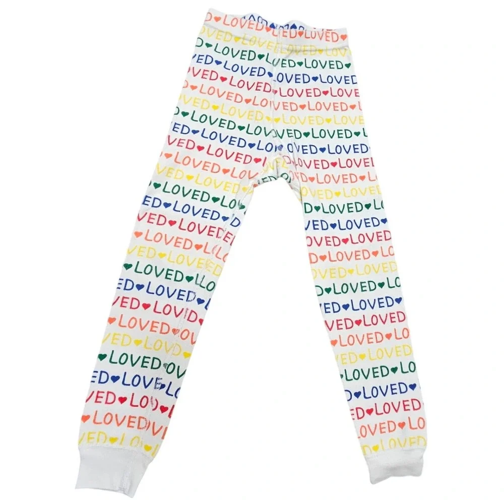 Hanna Andersson Kids Pajamas Set Long Sleeve US 5 Rainbow Loved Organic Cotton‎
